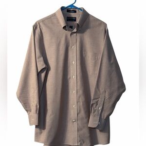 Stafford Essentials Men’s Oxford Dress Shirt Taupe Classic Fit 16 32/33